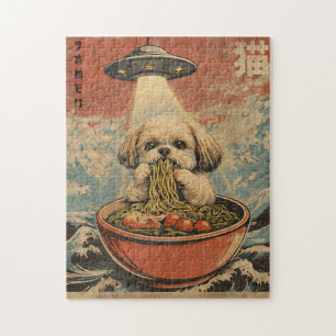 Drôle puzzle japonais vintage de Shih Tzu Ramen UF