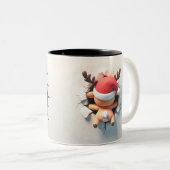Drôle Reindeer à deux faces Mug de Noël (Devant droit)