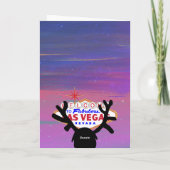 Drôle renne à Vegas Carte de Noël pliée (Dos)