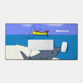 Drôle requin couché et dessin animé de pêche (Clavier et souris)