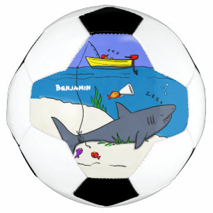 Drôle requin couché et dessin animé de pêche