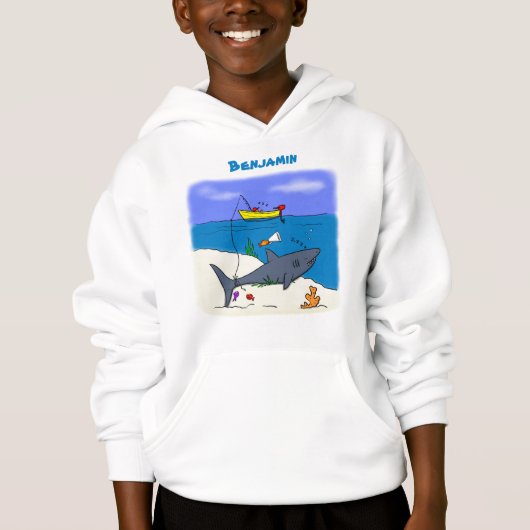 Drôle requin couché et dessin animé de pêche (Devant)