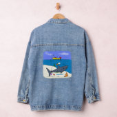 Drôle requin couché et dessin animé de pêche (Hangar)