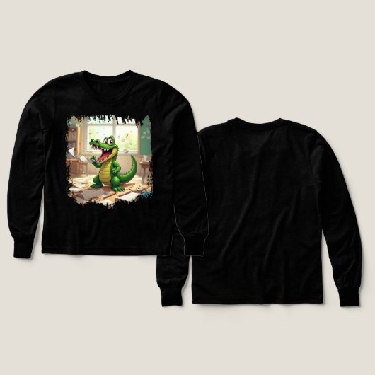 Drôle Retourner à l'école Dinosaure manger les dev (Motif recto et verso)