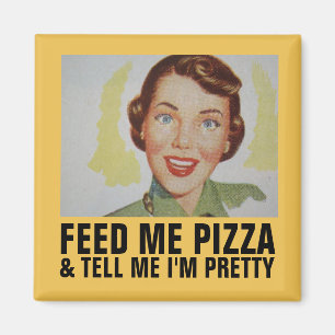 Drôle Retro Magnets de famille, Pizza