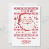Drôle Retro Pickleball Noël Invitation