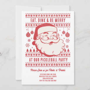 Drôle Retro Pickleball Noël Invitation