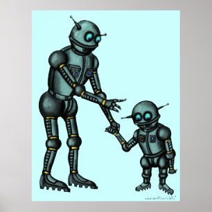 Drôle robot mignon et robot poster d'art de bébé