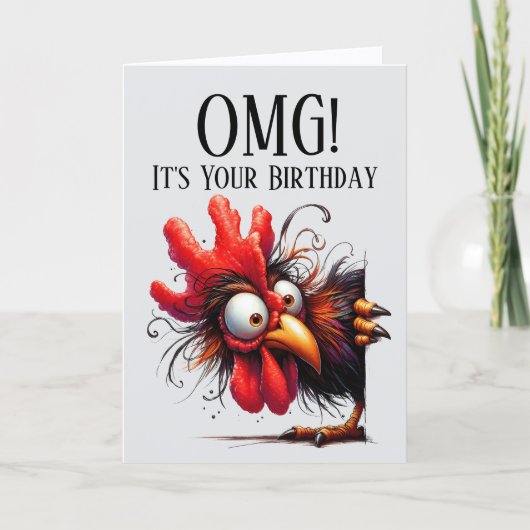 Drôle Rooster Thème Carte Anniversaire (Devant)