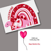 Drôle rose arc-en-ciel Dinosaur Valentine
