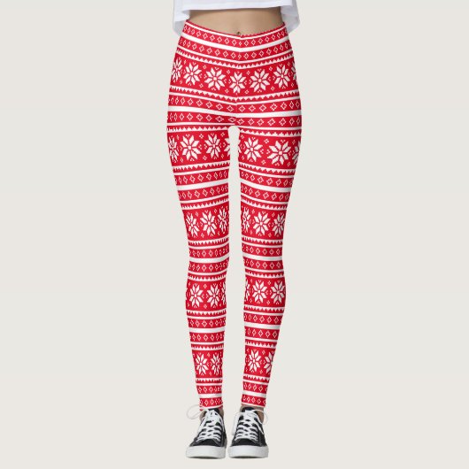 Drôle rouge moche chandail de noël leggings motifs (Devant)