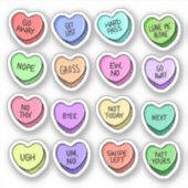 Drôle Rude Candy Heart Vinyl Stickers (Devant)