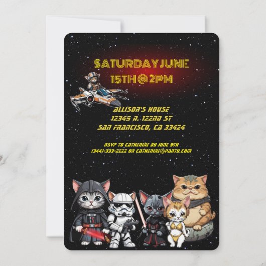 Drôle Science Fiction Kitty Chat Invitation person (Dos)