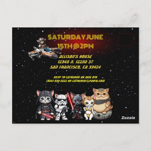 Drôle Science Fiction Kitty Chat Invitation person (Dos)