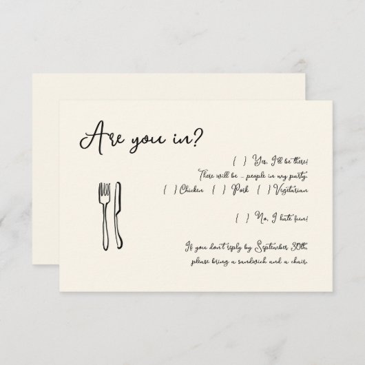 Drôle Script Invitation Carte de réponse Insérer (Devant / Derrière)