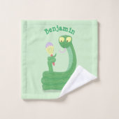 Drôle serpent vert avec caricature maraca (Gant de toilette)