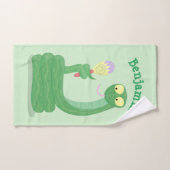 Drôle serpent vert avec caricature maraca (Serviette à main)
