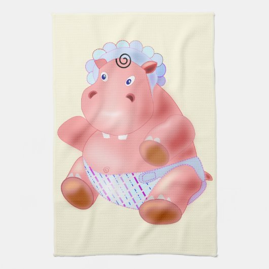 Drôle serviette de cuisine avec bébé Hippo (Vertical)