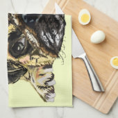 Drôle serviette de cuisine avec chien Carlin - Vos (Quart Plié)