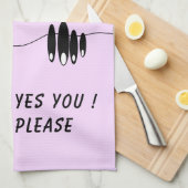 Drôle serviette de cuisine avec yeux de curiosité  (Quart Plié)