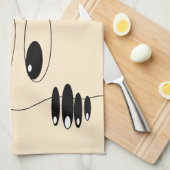Drôle serviette de cuisine avec yeux jouant (Quart Plié)