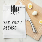 Drôle Serviette de cuisine Curiosity Yeux - Texte (Quart Plié)