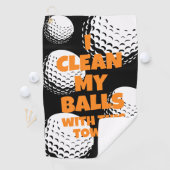 Drôle serviette de golf Je nettoie mes balles (En situation)