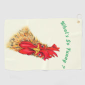 Drôle serviette de golf surpris Rooster - Texte pe (Horizontal)