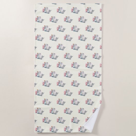 Drôle serviette de plage avec chats bébé (Devant)