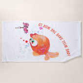 Drôle serviette de plage avec du poisson et du ver (Devant)