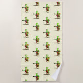 Drôle serviette de plage avec grenouille jouer de  (Devant)