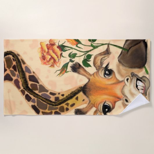 Drôle serviette de plage de Giraffe (Devant)