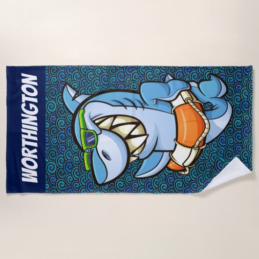 Drôle serviette de plage de requin (Devant)