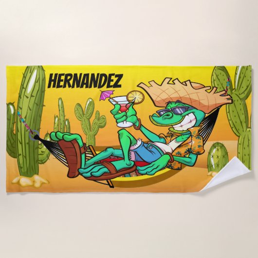 Drôle serviette de plage du sud-ouest d'Iguana (Devant)