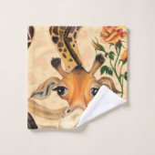 Drôle serviettes de bain avec Giraffe romantique a (Gant de toilette)