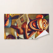Drôle singe caricature sur Toilet (Serviette à main)