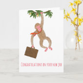 Drôle singe nouvelle carte de félicitations pour e (Fleur jaune)