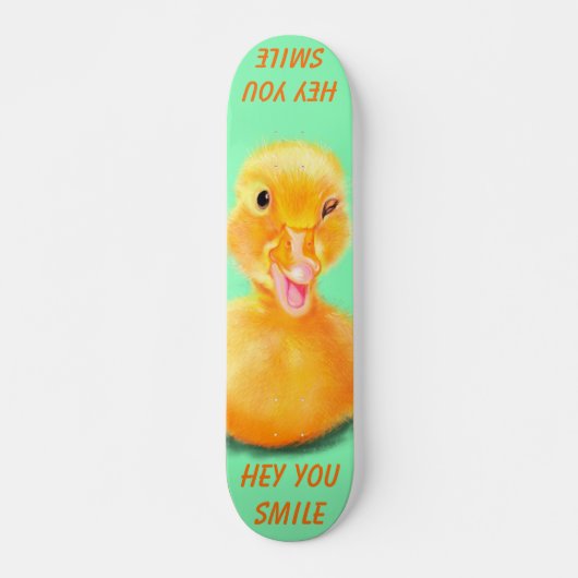 Drôle skateboard Happy Duck Custom Texte et couleu (Devant)