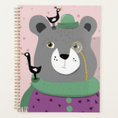 Drôle smarty ours planner chapeau haut et monocle (Devant)