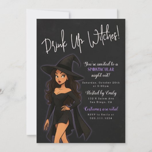Drôle Sorcière Halloween fête Invitation (Devant)