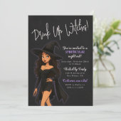 Drôle Sorcière Halloween fête Invitation (Debout devant)