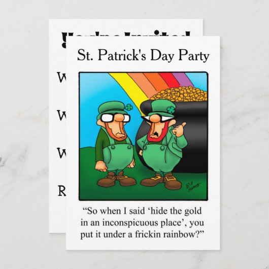 Drôle St. Patrick's Day Party Invitations (Devant / Derrière)