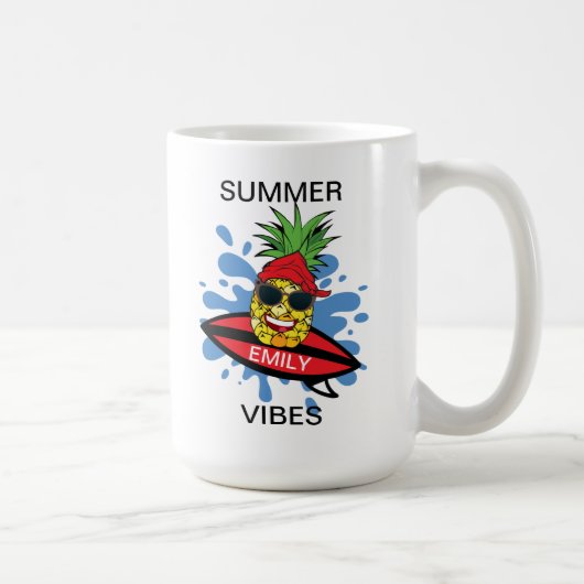 Drôle Surf Pineapple Café Mug (Droite)