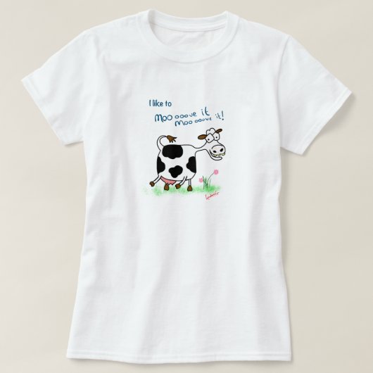 Drôle t-shirt de dessin animé de vache folle J'aim (Design devant)