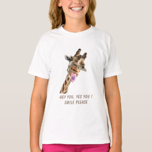 Drôle T-shirt Giraffe Tongue Out - Texte personnal