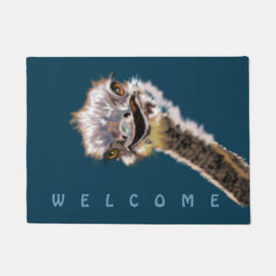 Drôle tapis de porte d'autruche