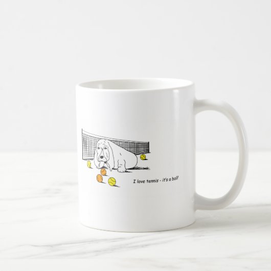 Drôle Tennis Jouer Basset Hound Mug (Droite)