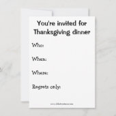 Drôle Thanksgiving Humour Dîner Invitations (Dos)