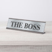 Drôle "The Boss" plaque de nom de bureau - couleur (Devant)