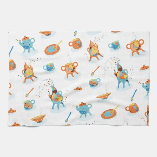 Drôle thé - fête. serviette de cuisine (Horizontal)